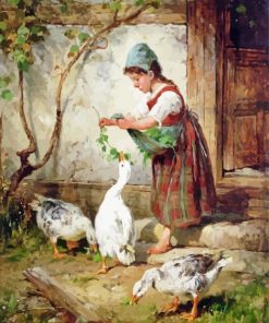 Girl Feeding Ducks Paint By Numbers