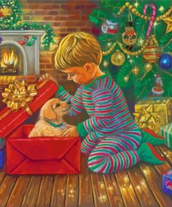 Golden Retriever Christmas Box Gift Paint By Numbers