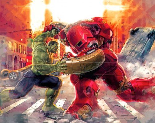 Hulk And Iron Man Marvel Heroes Paint By Numbers