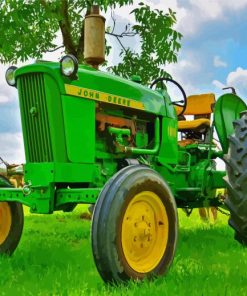 John Deere Tractor On Grass Paint By Numbers