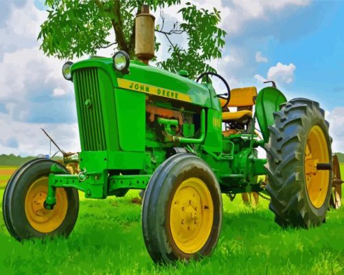 John Deere Tractor On Grass Paint By Numbers