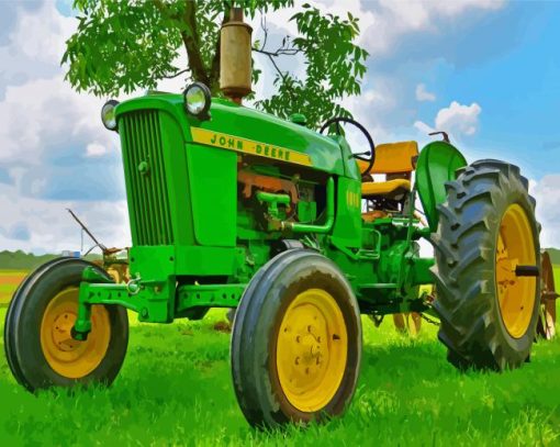 John Deere Tractor On Grass Paint By Numbers