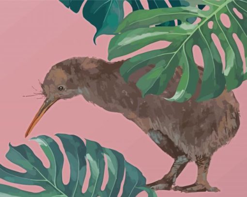 Kiwi Bird And Leaves Paint By Numbers