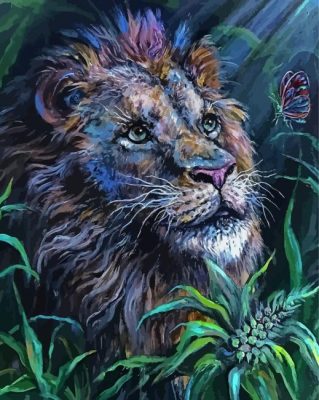 Lion With Butterfly Paint By Numbers