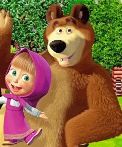 Masha And The Bear Cartoon Paint By Numbers