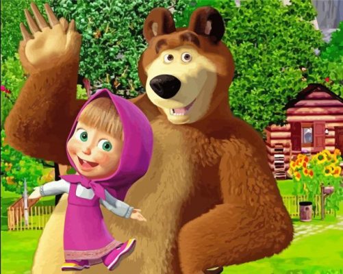 Masha And The Bear Cartoon Paint By Numbers