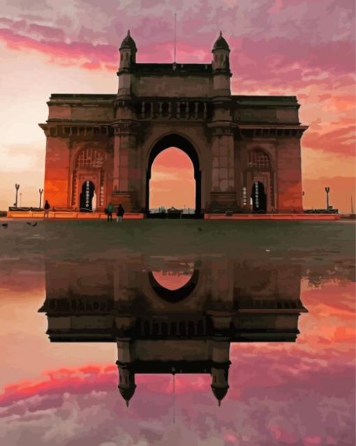 Mumbai Gateway Of India Water Reflection Paint By Numbers