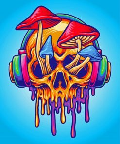 Psychedelic Mushroom Skull Paint By Numbers