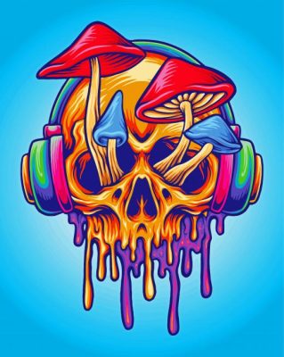 Psychedelic Mushroom Skull Paint By Numbers