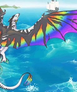 Rainbow Dragon Over Sea Paint By Numbers