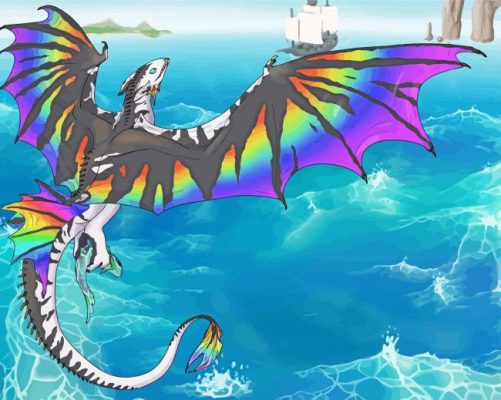 Rainbow Dragon Over Sea Paint By Numbers