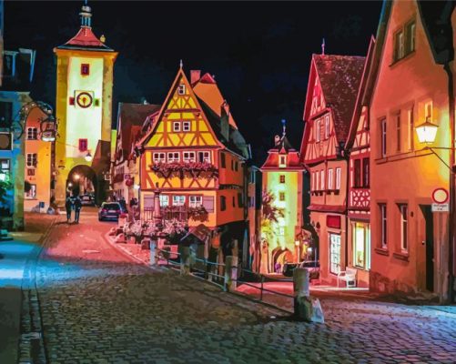 Rothenburg At Night Paint By Numbers