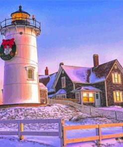 The Christmas Lighthouse Paint By Numbers