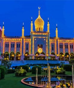 Tivoli Gardens Building At Night Paint By Numbers