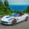 White Corvette In Mountain Paint By Numbers