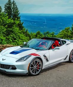 White Corvette In Mountain Paint By Numbers