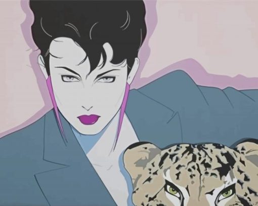 Woman With Cheetah By Patrick Nagel Paint By Numbers