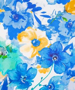 Abstract Blue Yellow Flowers Paint By Numbers