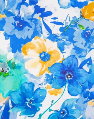 Abstract Blue Yellow Flowers Paint By Numbers