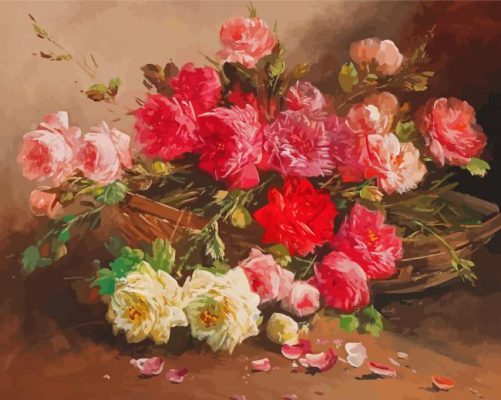 Basket Of Roses Art Paint By Numbers