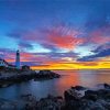 Beautiful Portland Lighthouse Sunset View Paint By Numbers