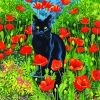 Black Cats And Flowers In Garden Art Paint By Numbers