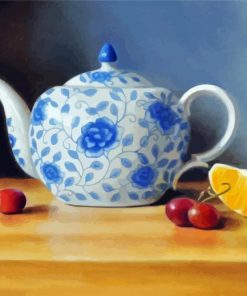 Blue And White Victorian Teapot Paint By Numbers