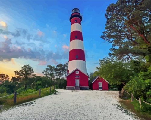 Chincoteague Lighthouse In Virginia Paint By Numbers