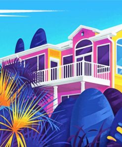 Colorful Illustration House Paint By Numbers