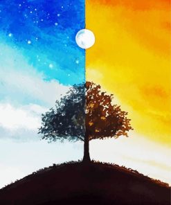 Cool Tree Night And Day Art Paint By Numbers