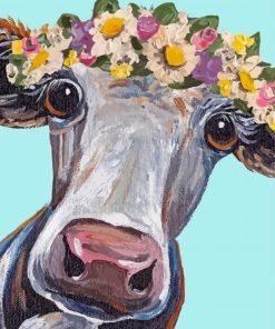 Cow Wearing Flower Crown Art Paint By Numbers