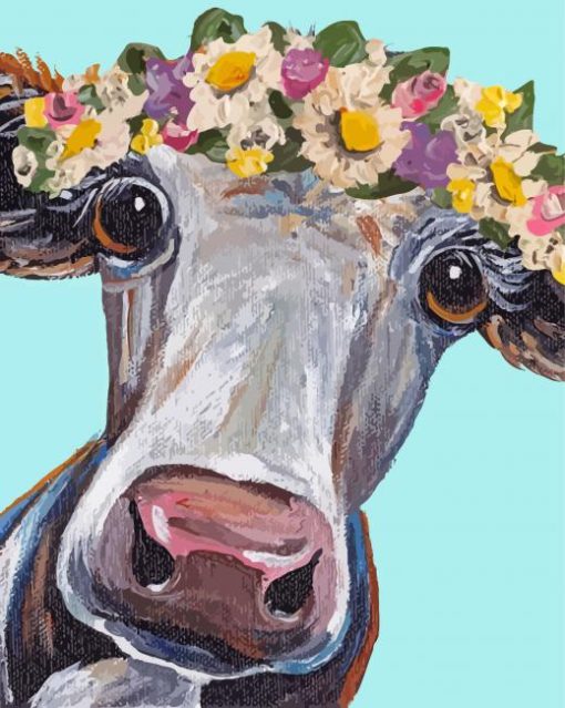 Cow Wearing Flower Crown Art Paint By Numbers