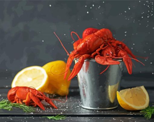 Crayfish With Lemons Paint By Numbers