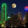 Full Moon Over Dallas Skyline Paint By Numbers