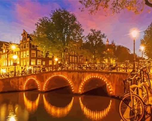 Keizersgracht Amsterdam Nightscape Paint By Numbers