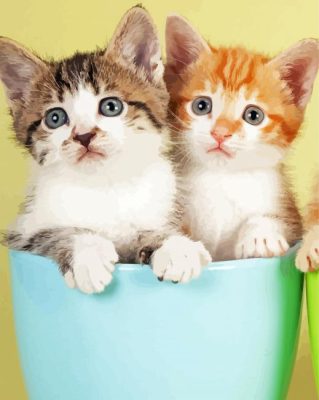 Two Kittens In Cup Paint By Numbers