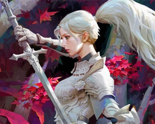 White Hair Anime Woman Paint By Numbers