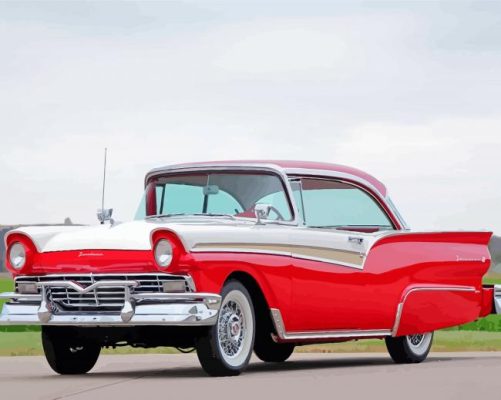 White Red 1957 Ford Car Paint By Numbers