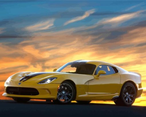 Yellow Dodge Viper Paint By Numbers