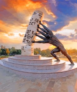 Al Zawraa Park Statue At Sunset In Iraq Paint By Numbers