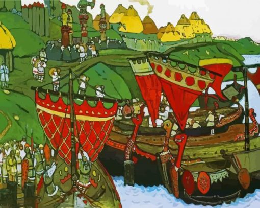 Ancient Russians At Dnieper By Nicholas Roerich Paint By Numbers