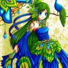 Anime Girl Peacock Paint By Numbers