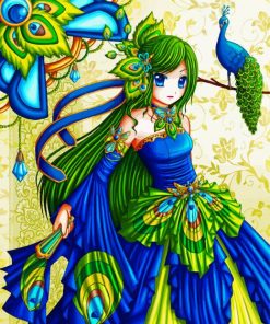 Anime Girl Peacock Paint By Numbers