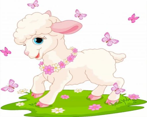 Baby LAMb And Butterflies Paint By Numbers