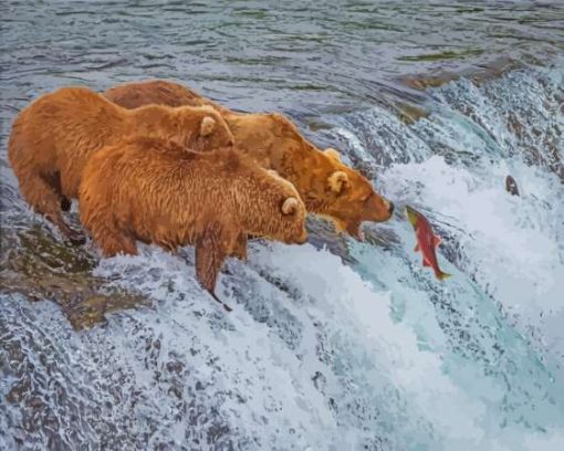 Bears Fishing Paint By Numbers