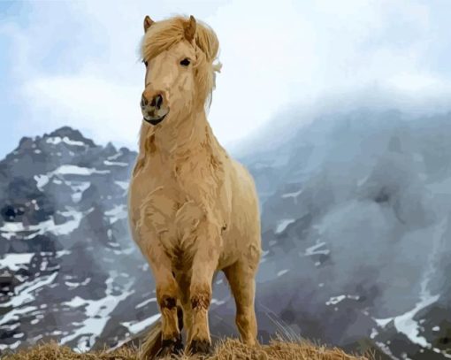 Beige Icelandic Horse Paint By Numbers