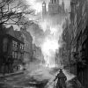 Black And White Gothic Street Paint By Numbers