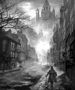 Black And White Gothic Street Paint By Numbers