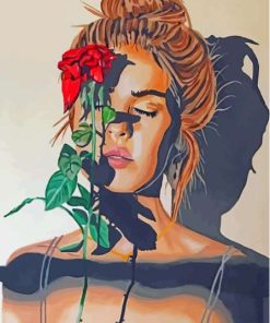 Blonde Woman And Rose Paint By Numbers