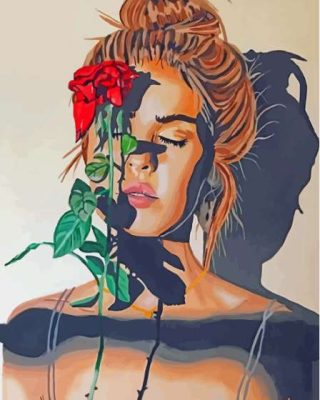 Blonde Woman And Rose Paint By Numbers